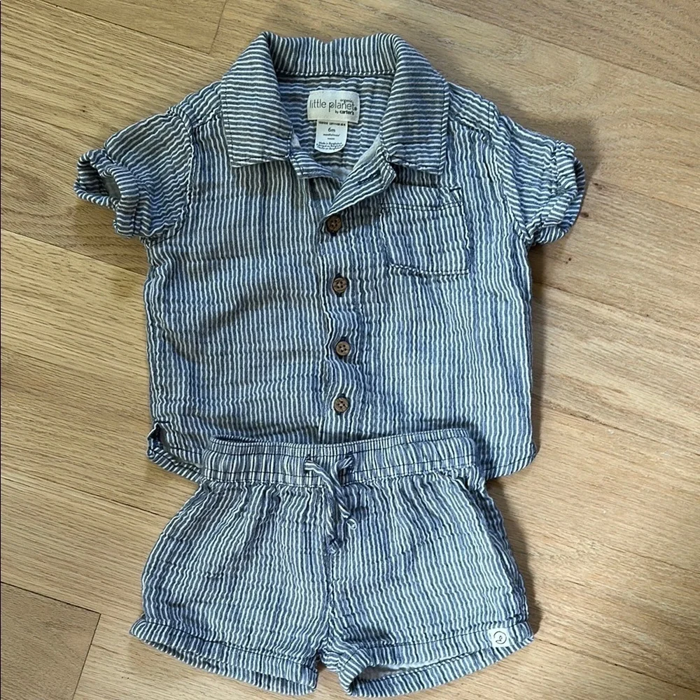 Kids Blue Striped Matching Set